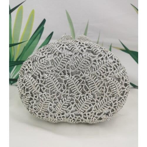 XIYUAN Elegant Silver Diamond Evening Bags Wedding Party Minaudiere Handbags and Purses Women Crystal Clutch Formal Dinner Bag
