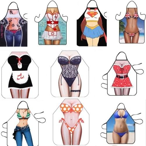 10 Color 3D Cartoon Kitchen Apron Digital Printing Sexy Female Apron Barbecue Cooking Uniform