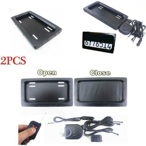 2Pcs USA Type Electric License Plate Frame Roller Blinds Set for Track Events