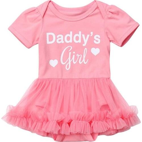 2019 Lovely Summer Girls Baby Letter Rompers Newborn Girls Pink Princess Party Tutu Body suit Dress Holiday Infant Casual Outfit