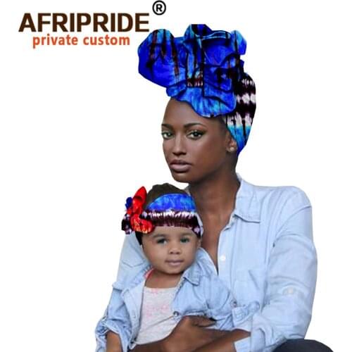 2020 African Fashion Head Wrap for Women and Kid Cotton Wax Print Women Bandana Turban Headbands Headscarf Headtie A20H009