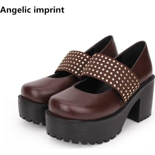 Angelic imprint woman mori girl lolita cosplay punk shoes lady high heels pumps women princess dress party shoes 35-40 8cm 8842