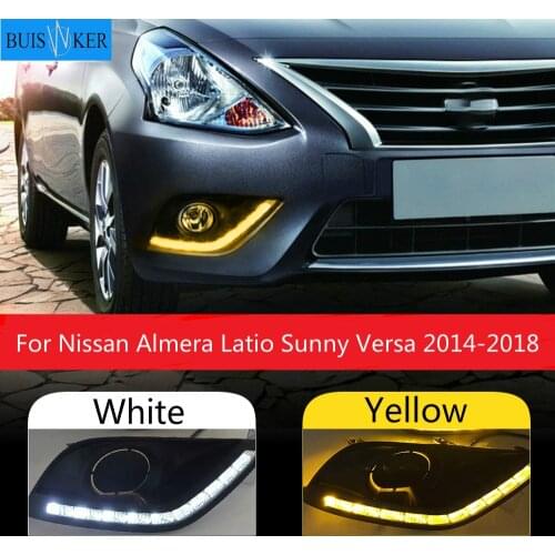 Car styling For Nissan Almera Latio Sunny Versa 2014 2015 2016 2017 2018 LED DRL Daytime Running Lights Daylight Fog Head Lamp