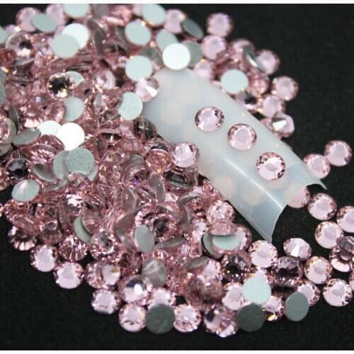 SS6-SS8 LT. Rose Rhinestones Back Flat Round Nail Art Decorations And Stones Non Hotfix Rhinestones Crystals for DIY Glass