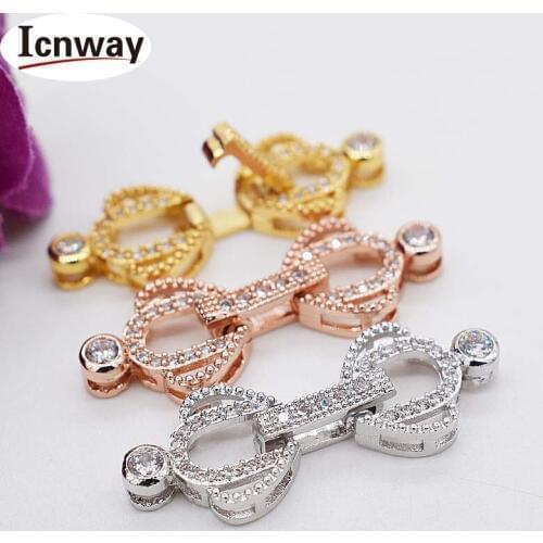 Rhinestone inlay Gold&silver Plated Clasps 1*3cm For DIY bracelet necklace Free shipping wholesale
