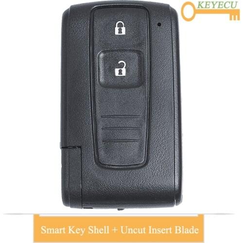 KEYECU Smart Card Remote Car Key Case Shell Cover for Toyota Prius Corolla Verso, Fob 2 Buttons With TOY43 Uncut Blade Optional