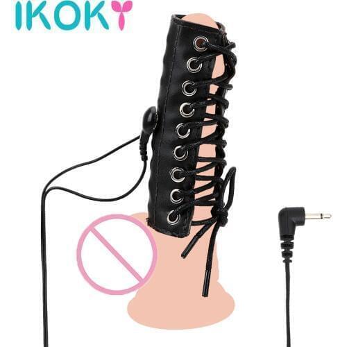 IKOKY Leather Penis Rings Electric Shock Accessories Sex Toys for Men Cock Extender Medical Themed Toys Erotic Adult Products