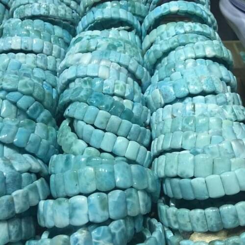 Natural larimar 8x11mm beads bracelet dominicana Genuine larimar gemstone bangle for woman for gift