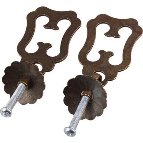 2Sets Brass Retro Cabinet Door 45mm Length Pull Handle with Screws
