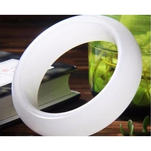 Hot Selling Natural men Women Chinese White Jade Hand Carved Diameter Round Bar Bracelet Fashion Jewelry Bangle for