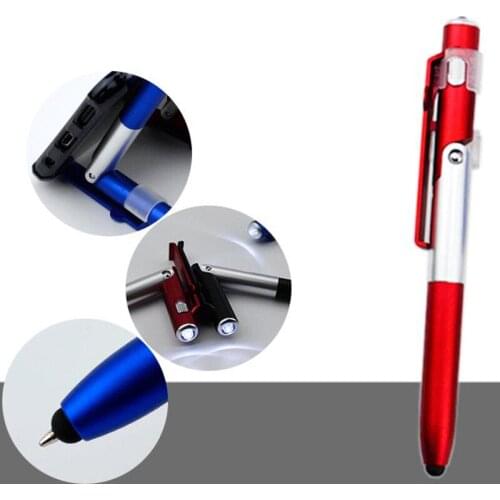 1PCS Multifunctional Toy Ballpoint Pen Four-In-One Folding Light Pen Mobile Phone Holder LED Light Capacitor Ball Pen Child Gift