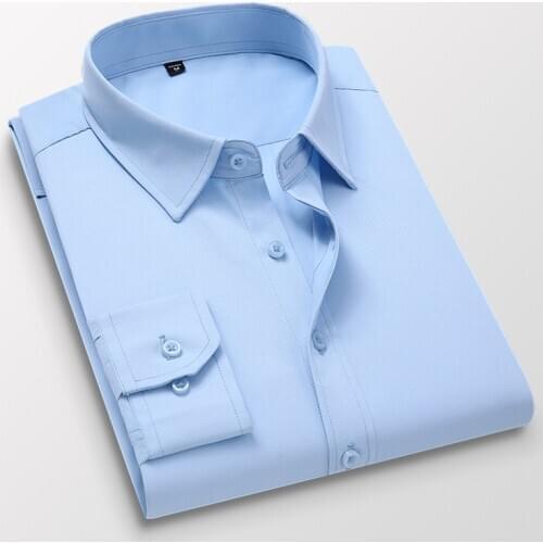 2020 Summer Mens Long Sleeve Shirts Big Size 7XL 8XL Slim Fit Formal Male White Business Social Dress Shirts Mans Clothing