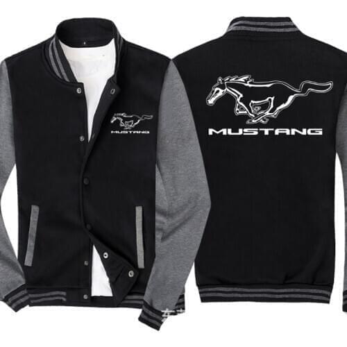 2021 NEW Baseball Jacket Spring Autumn Fleece Cotton Slim Fit Jacket MUSTANG Car Logo Sweatshirt Fashion Hip Hop