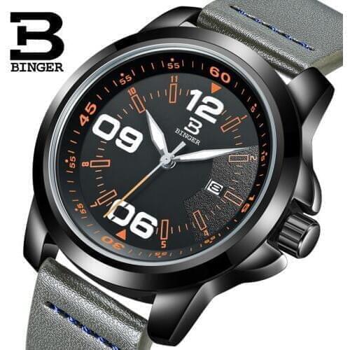 New Switzerland Luxury Brand Men Watches BINGER Watch Men Waterproof Wristwatches Male Quartz Luminous Hands Sport clock B8267