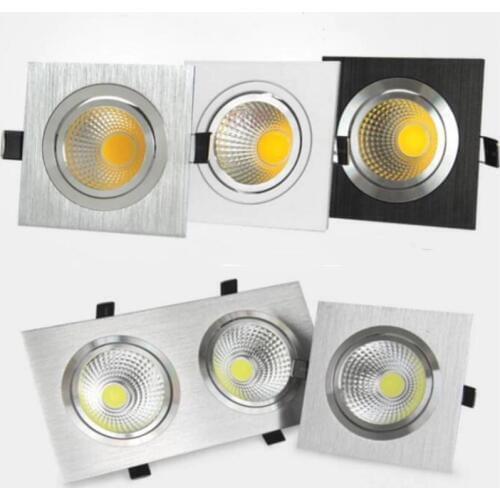 Factory Wholesale 1*10W/2*10W White shell Black shell Silver shell Square COB Led down light COB Recessed Led ceiling lamp