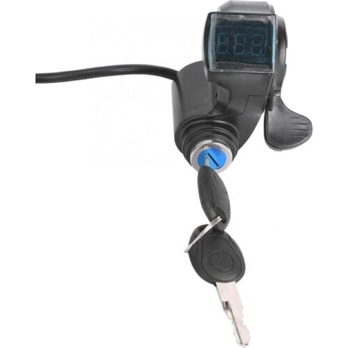 E-Bike Thumb Throttle Digital Battery Voltage Display Switch Power with Key Lock Electric Bicycle Twist Throttle Accessories