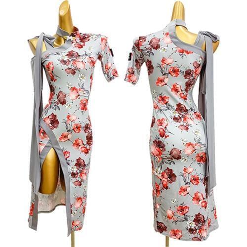 Sexy Latin Dance Dress Female Chinese Cheongsam Dress Retro Short Sleeve Club Dancers Dress For Ladies Performance Costume 1722