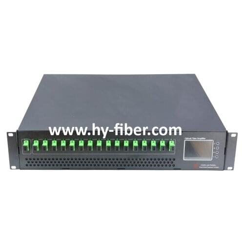2U package 16 Way CATV 1550nm Optical Amplifier 22dBm EDFA SC/APC Fiber Port Power Supply 220V or 48V