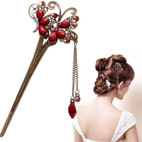 Various Fashion Women Elegant Bobby Pin Colorful Hairpin Rhinestone Hair Stick