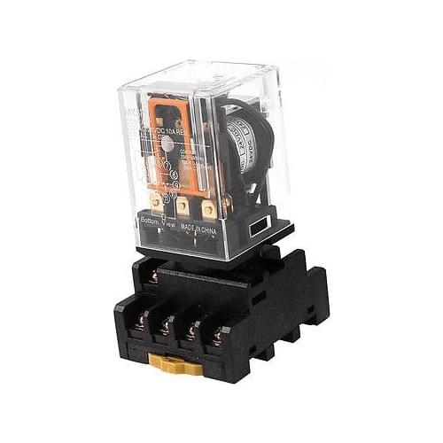 MK3P DC 24V 11 Pins PDT Coil Power Relay w 35mm DIN Rail Socket