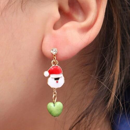 Christmas Earrings Asymmetric Dangle Earrings Set Elk Santa Candy Snowman Earrings Ladies Holiday Jewelry 2021 New Cute Earings