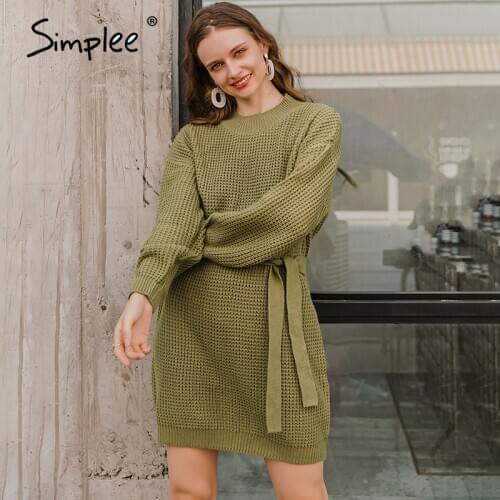 Модные вязаные платья SIMPLEE China At AliExpress