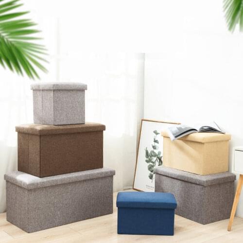 Foldable Storage Stool Large Capacity Toy Organizer Cotton Cloth Box Multifunctional Sofa Storage Stools High Load Bearing