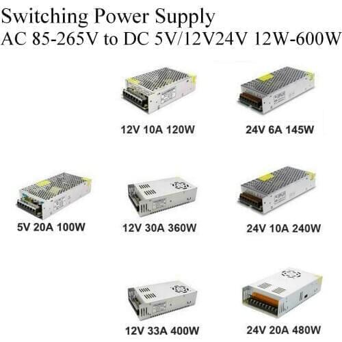 Lighting Transformers DC 5V 12V 24V 36V Power Supply Adapter 5 12 24 36 V 1A 2A 3A 5A 6A 8A 10A 15A 20A LED Driver LED Strip Lab