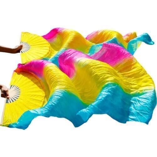 Belly Dance Fan 100% Real Silk/Imitation Silk Handmade Dyed Silk Dance Fan Belly Dance Props Belly Dance Fan Veil Multicolor Fan