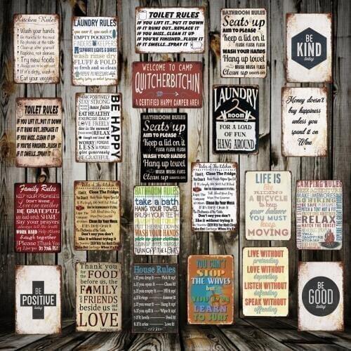 [ WellCraft ] TOILET KITCHEN Bathroom HOUSE LAUNDRY RULE Metal Sign Posters art Vintage Mural Painting Custom Decor LT-1742