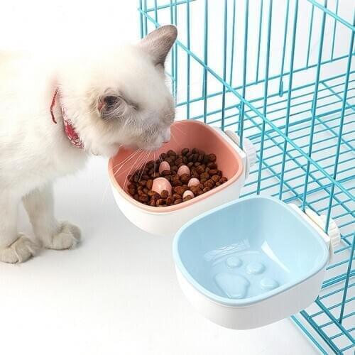 2021 New Pet Bowl Can Hang Stationary Dog Cage Bowls Plastic Dog Cat Hanging Basin For Puppy Kitten Feeder Water Food Bowls