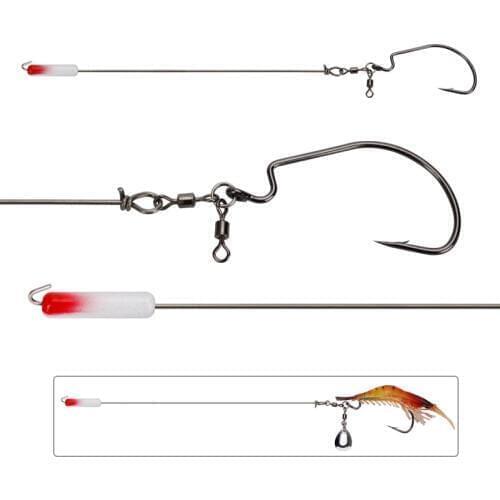 5 pcs/lot Fishing Hook Carbon Steel Wide Crank Offset Fishhook & line assembly fishing accessories Bass Barbed Carp Fishing