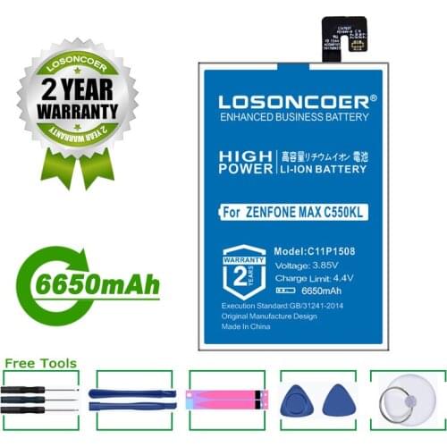 LOSONCOER Battery 6650mAh C11P1508 For Asus Zenfone Max ZC550KL 5000 5000Z C550KL Z010DA Z010AD Z010DD Battery