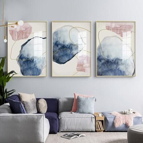 Watercolor Wall Art Prints On Loft Modern Abstract Painting Nordic Posters and Prints for Living Room Frameless Picture