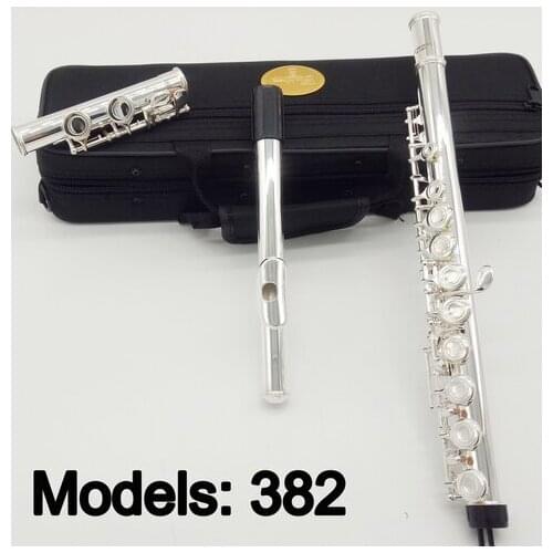 Free Shipping Flute 382 Silver Plated Professional Flute Instrument Intermediate Student Flutes C Leg 16 Holes Closed E Key