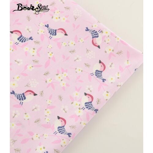 Booksew New 100% Cotton Twill Fabric High Quality Pink Birds Designs Home Textile Material Sewing Cloth DIY Crafts Baby
