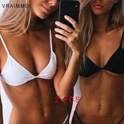 2 PCS Bra Top brassiere Wireless Bra Crisscross Back V Neck Black/White Seamless Underware For Women