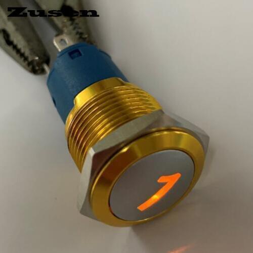 Zusen 16mm illuminated digital(1-9) symbol on-off push button switch(ZS16B-11ZDT/Y/12V/A with illuminated digital symbo