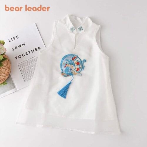 Bear Leader Girls Princess Costumes New Summer Kids Fashion Chinese Style Dresses Children Sweet Embriodery Clothing For 3-7Y