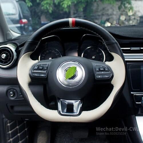 DIY Car Steering Wheel Cover for MG 6 Hand-Stitched Leather Suede Carbon Fibre Interior Accessories Automotive interior