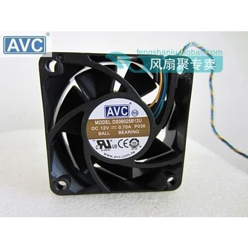 For AVC DS06025B12U 60mm 6cm 60*60*25mm DC 12V 0.70A Pwm 5200RPM server inverter axial cooling fan