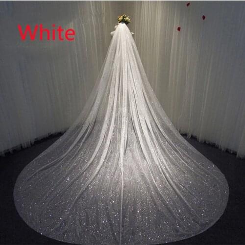 New Arrvial Sparkly Bling Cathedral 3.5*3M Long Bridal Veil With Comb Glitters Wedding Accessories Wedding Bride Long Ivory