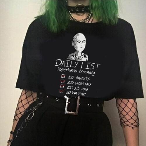 Harajuku One Punch Man Daily List T-Shirts Men Anime Manga Tees Short Sleeve T Shirt Printed tops