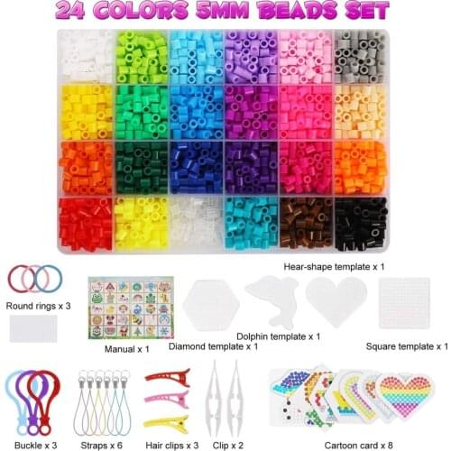 JINLETONG 2400Pcs Hama Beads 5mm Set with Fuse Bead pegboards Accessories in organizer box DIY gift for children toys
