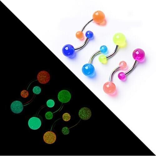 10PCS Glow In The Dark Belly Button Rings Womens Fashion Navel Bars Rings Punk Body Piercing Ombligo Body Jewelry Accessories