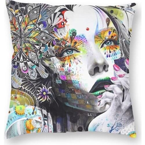 Banksy Urban Princess Graffiti Oil Painting Square Pillow Cover Home Decor Pop Street Art Cushions Throw Pillow for Living Room