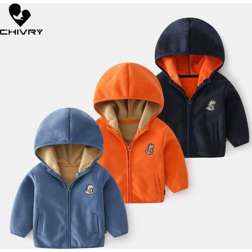 Baby Boys Soft Fleece Hooded Zipper Coat Outwear Sweatshirt New 2021 Autumn Winter Kid Cartoon Dinosaur Warm Jackets Clothing