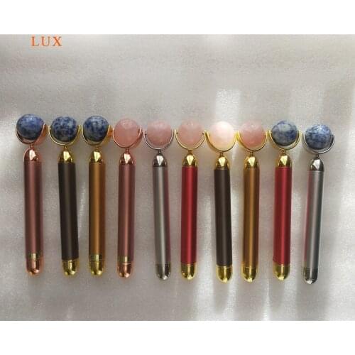 Natural Jade Rose Quartz Sodalite Roller Massage Stick Germanium Stone Roller Massager relieve fatigue Brush Skin Health Beauty