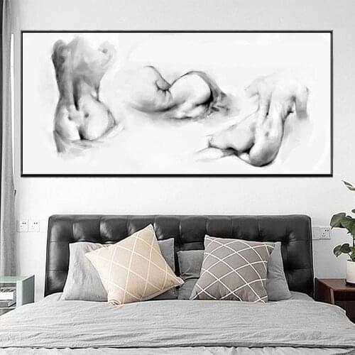 Nude Woman Black and White Abstract Painting Nudeart Woman Wall Art Canvas Print Poster Pictures Bedroom Wall Decor