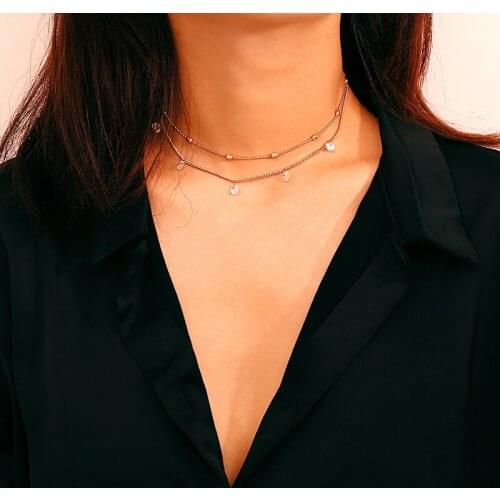 Charming Female Zircon Gold Choker Necklace Fashion Wedding Silver Color Pendant Accessories Elegant Lady Party Jewelry Gift